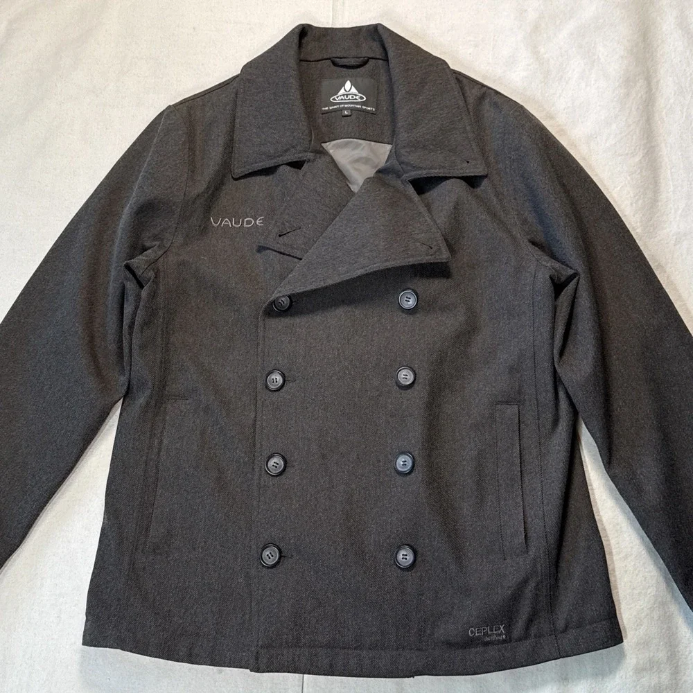 Men's Vaude Double Breasted Blazer Jacket Coat Sz L Gray Ceplex Active